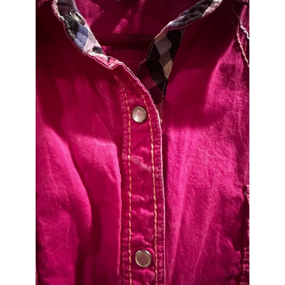 Adiktd Womens Pink Western Snap Front Shirt Cotton Plaid Trim XL - Picture 5 of 8